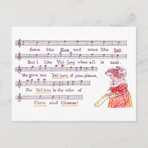 Carte Postale Chanson de souris en l'honneur du fromage jaune