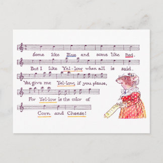 Carte Postale Chanson de souris en l'honneur du fromage jaune