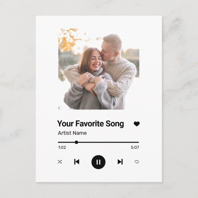 Carte Postale Chanson personnalisée Une photo de chanson préféré (Devant)