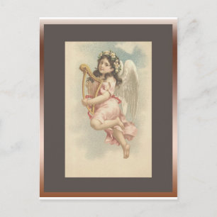 Carte Postale Chanson -Petite fille avec harpe