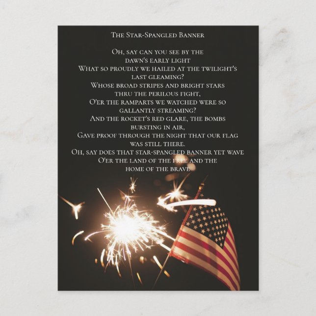 Carte Postale Chanson USA personnalisée Paroles de Star Spangled (Devant)