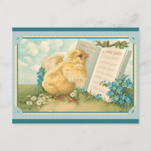 Carte Postale Chanson Vintage Chick Music de Pâques florale