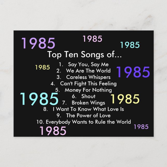 Carte Postale Chansons 1985 (Devant)