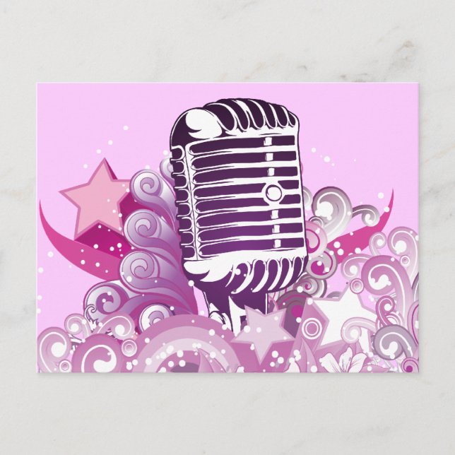 Carte Postale chant diva vintage microphone vecteur (Devant)