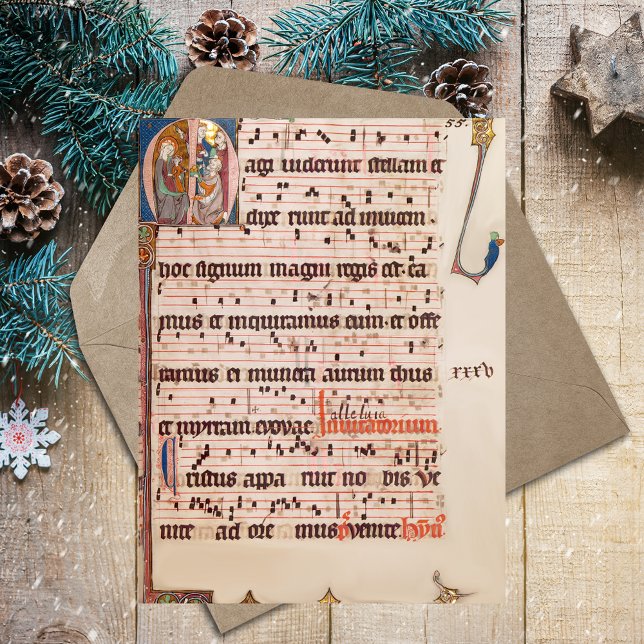 Carte Postale Chant médiéval Grégorien Noël Trois Rois (Medieval Gregoriant Chant Epiphany Three Kings Day Catholic Christian Religious Postcard)
