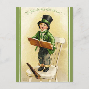 Carte Postale Chant vintage pour enfants de la Saint Patrick