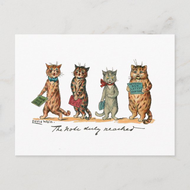 Carte Postale Chanter des chats de Louis Wain (Devant)