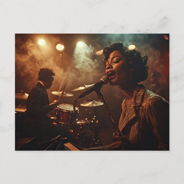 Carte Postale Chanter le blues, afro-américain, Night Club (Devant)