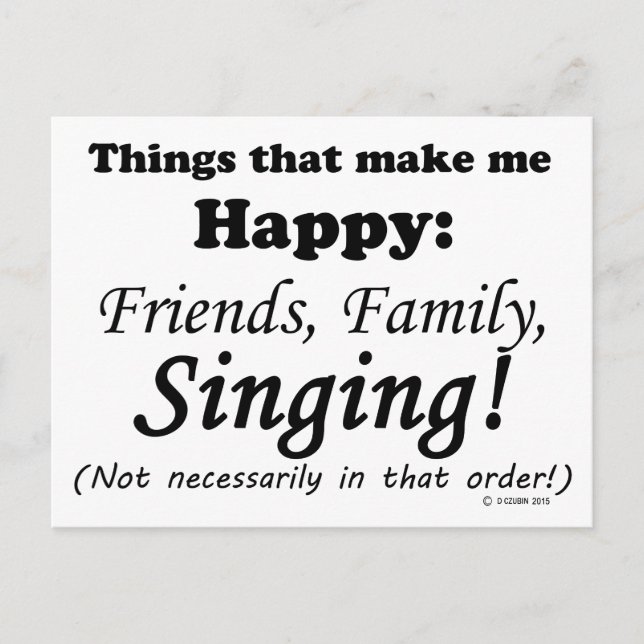 Carte Postale Chanter Me Rend Heureux (Devant)