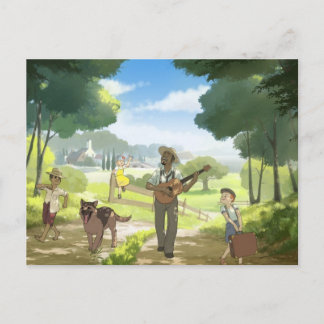 Carte Postale Chanteuse de blues ville feuille