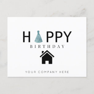 Carte Postale Chapeau d'anniversaire pour l'immobilier Joyeux An
