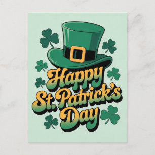 Carte Postale Chapeau de Leprechaun & Trèfles Joyeuse Saint-Patr