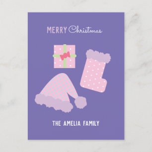 Carte Postale Chapeau de Père Noël de Noël Chaussette Cadeau