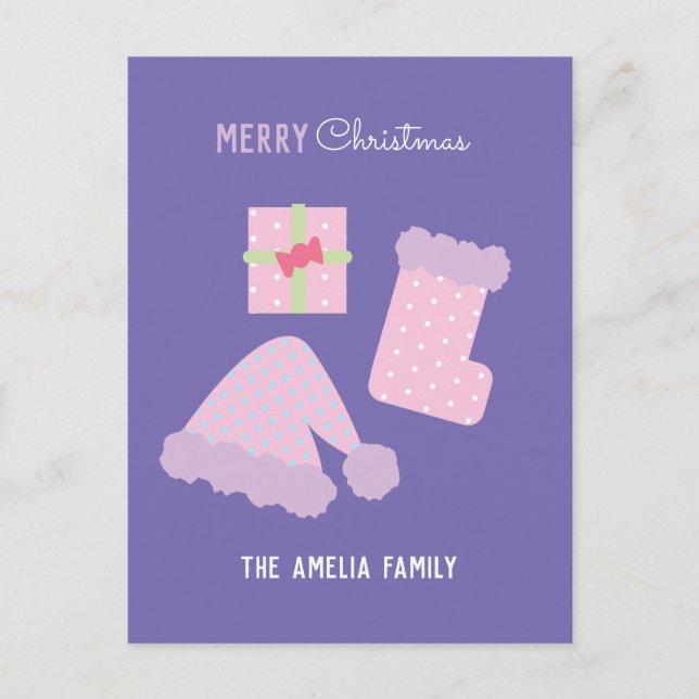 Carte Postale Chapeau de Père Noël de Noël Chaussette Cadeau (Devant)