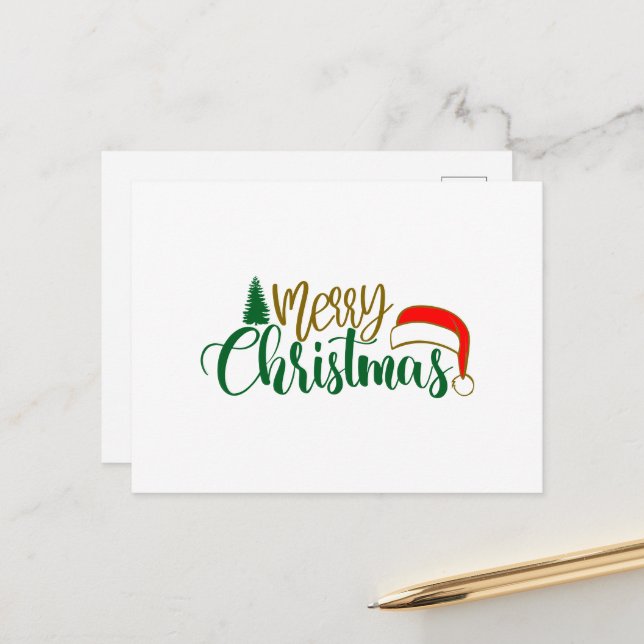 Carte Postale Chapeau de Père Noël Joyeux Noël (Devant/Arrière en situation)