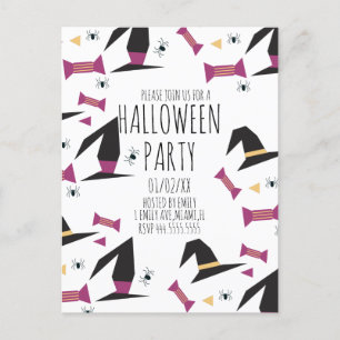 Carte Postale Chapeau de sorcière araignée pour fête d'Halloween
