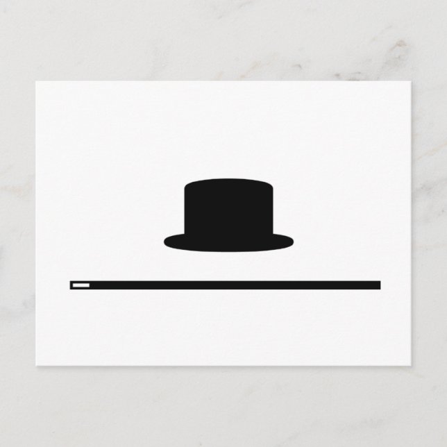 Carte Postale Chapeau haut de forme et canne (Devant)