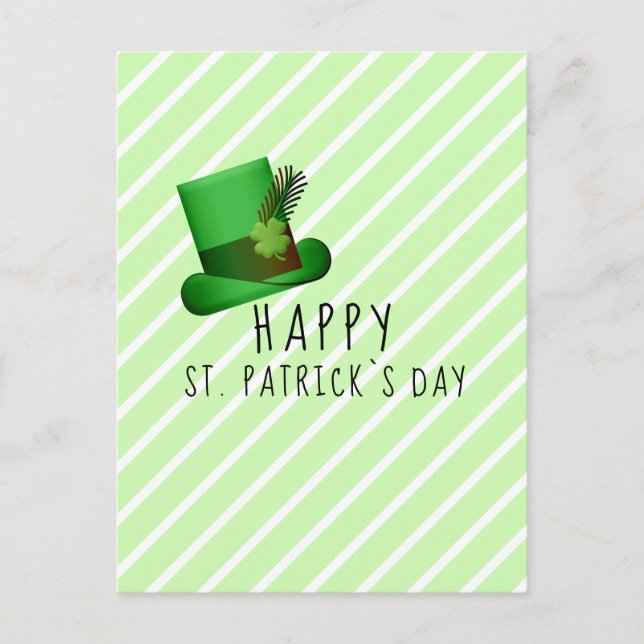 Carte Postale Chapeau jour de la Saint-Patrick Irlande Rayure ve (Devant)