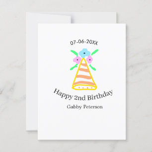Carte Postale Chapeau orange 2e anniversaire enfants rétro flora