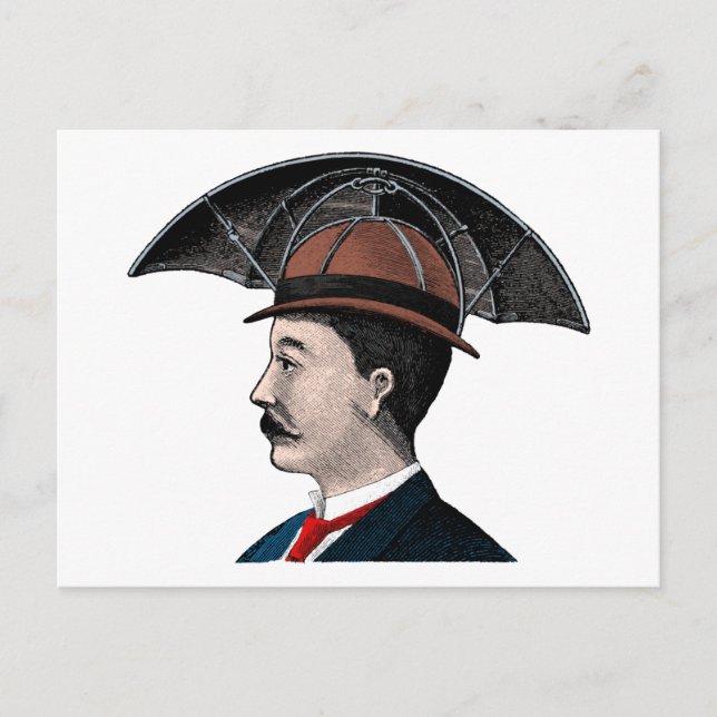Carte Postale Chapeau parapluie - Illustration vintage (Devant)