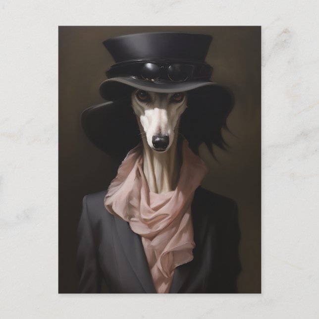 Carte Postale Chapeau supérieur Lady Saluki (Devant)