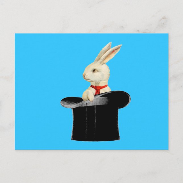 Carte Postale chapeau vintage magique lapin (Devant)