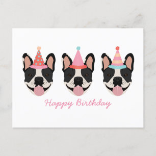 Carte Postale Chapeaux de fête d'anniversaire Bouledogue Françai