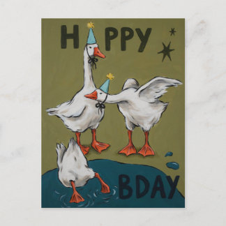 Carte Postale Chapeaux de fête d'anniversaire drôles de l'oie jo