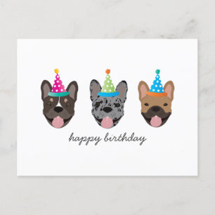 Carte Postale Chapeaux de fête d'anniversaire pour Bouledogue Fr