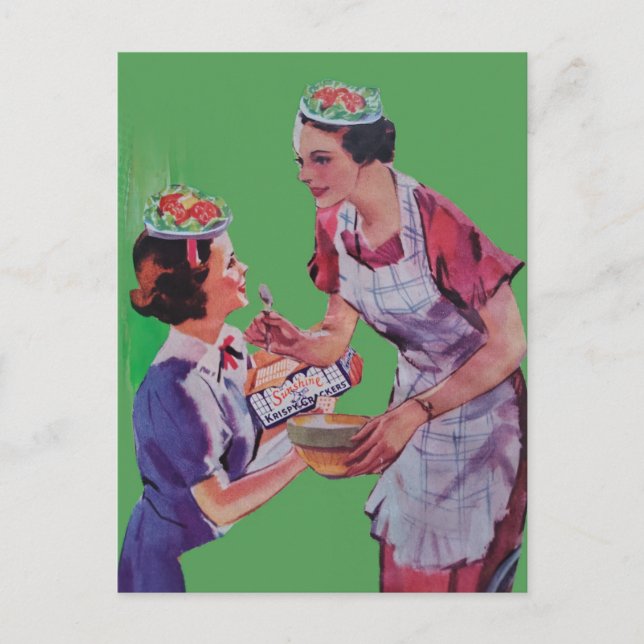 Carte Postale Chapeaux de salade Mère et fille collage (Devant)