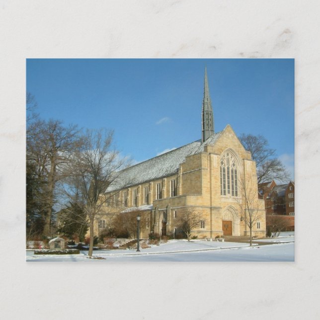 Carte Postale Chapelle Harbison en hiver au Grove City College (Devant)