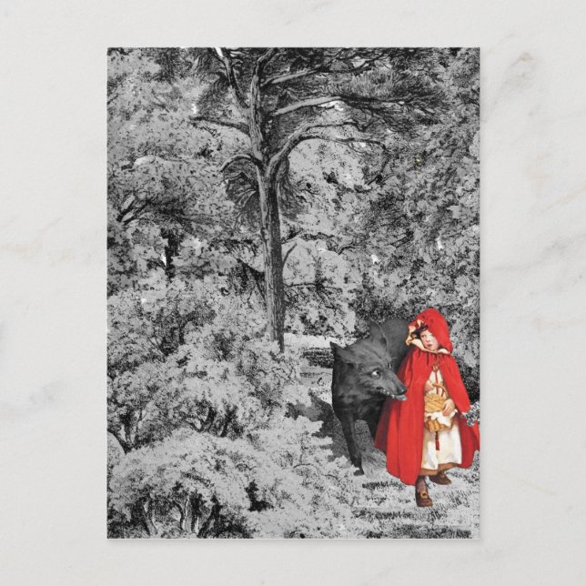 Carte Postale Chaperon rouge et loup (Devant)