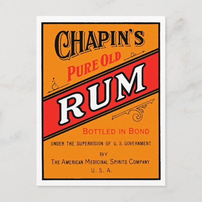 Carte Postale Chapins Pure Vieux Étiquette de rhum (Devant)