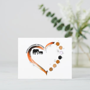 Carte Postale Chaque éléphant compte Golden Heart Elephant Paws