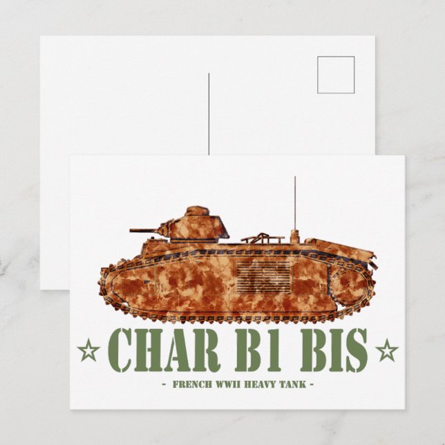 Carte Postale Char B1 bis Guerre mondiale Deux 2ÈME GUERRE MONDI (Devant / Derrière)