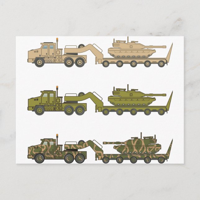 Carte Postale Char de traction de camion militaire (Devant)