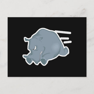 Carte Postale charge de rhino fou