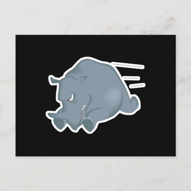 Carte Postale charge de rhino fou (Devant)