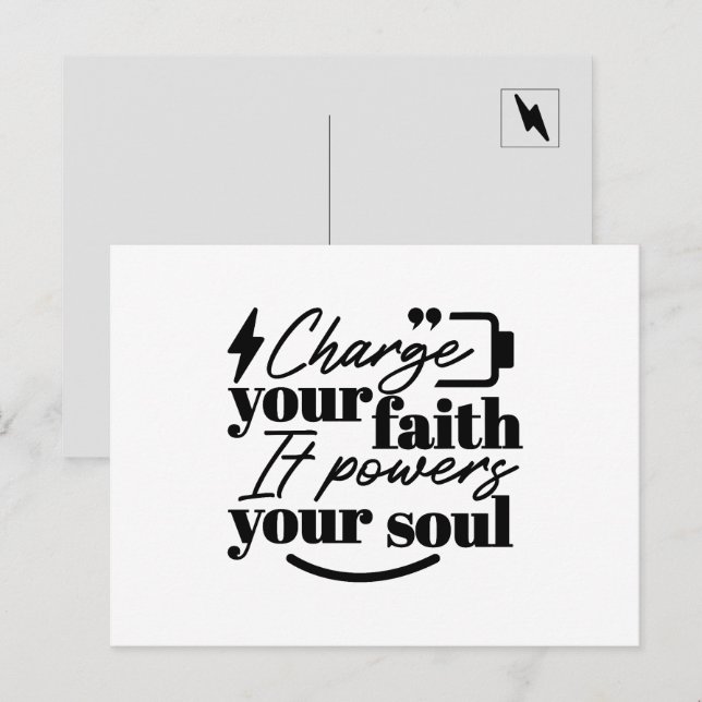 Carte Postale Charge Your Faith – Christian Inspirational Quote  (Devant / Derrière)