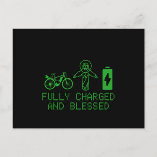 Carte Postale Charged and Blessed EBike Electric Bicycle Biking