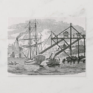 Carte Postale Chargement du charbon sur les navires-marchandises