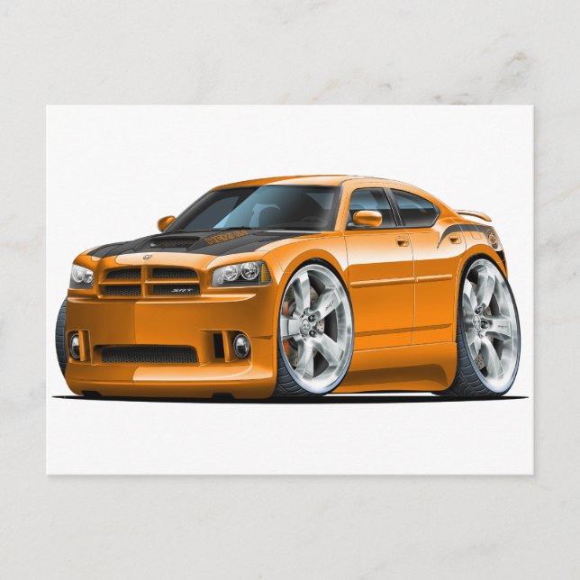 Carte Postale Chargeur Dodge Super Bee Orange Car (Devant)