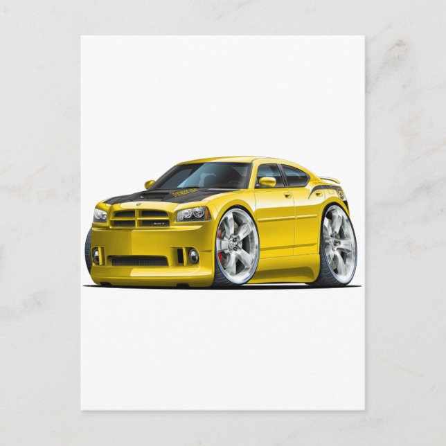 Carte Postale Chargeur Dodge Super Bee Yellow Car (Devant)