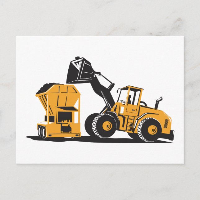 Carte Postale Chargeur frontal Digger Excavateur Rétro (Devant)