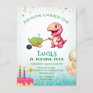 Carte Postale Chariot à paille de dinosaure drôle Anniversaire d