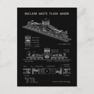 Carte Postale Chariot de flacon de déchets nucléaires PTW "Bluep