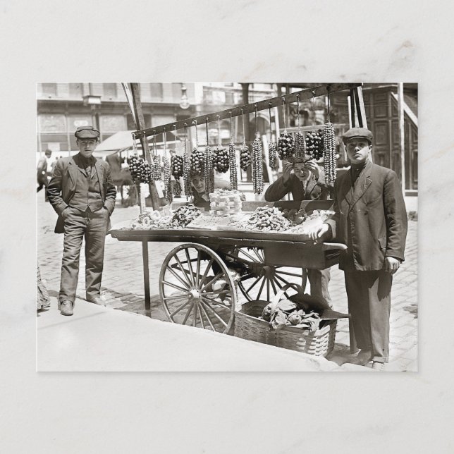 Carte Postale Chariot de nourriture à Little Italy, 1908 (Devant)