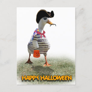 Carte Postale Chariot d'Halloween ou traitement du canard pirate