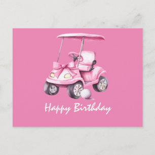 Carte Postale Chariot Rose avec Joyeux Anniversaire pour Femme G