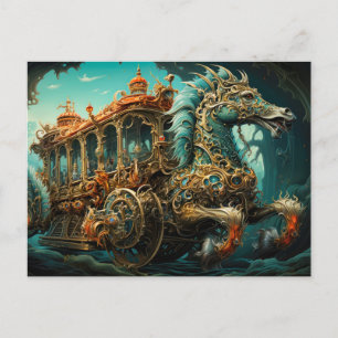 Carte Postale Chariot Trainant Transport Orné De Voyageurs